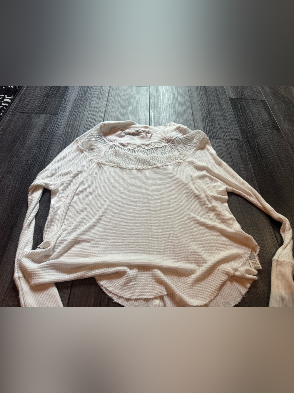 Free People Cream Lightweight Knit Long Sleeve Top